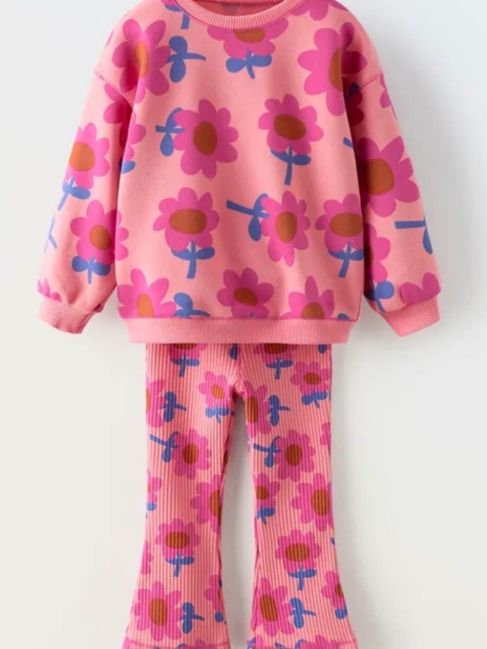 Zara Girls Floral Sweatshirt & Flare Leggings Matching Set 2T